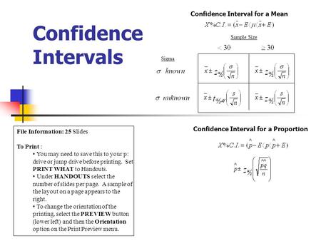 Confidence Intervals Confidence Interval for a Mean