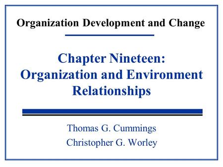 Organization Development and Change