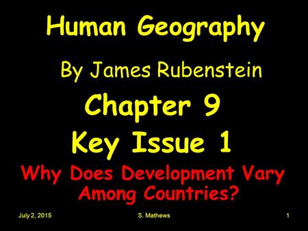 Human Geography By James Rubenstein