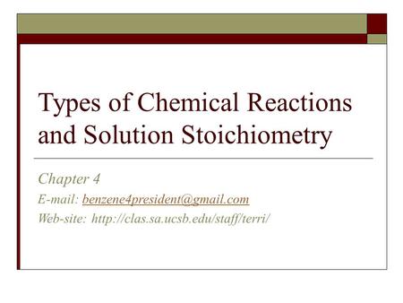 Types of Chemical Reactions and Solution Stoichiometry