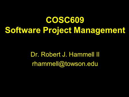 COSC609 Software Project Management