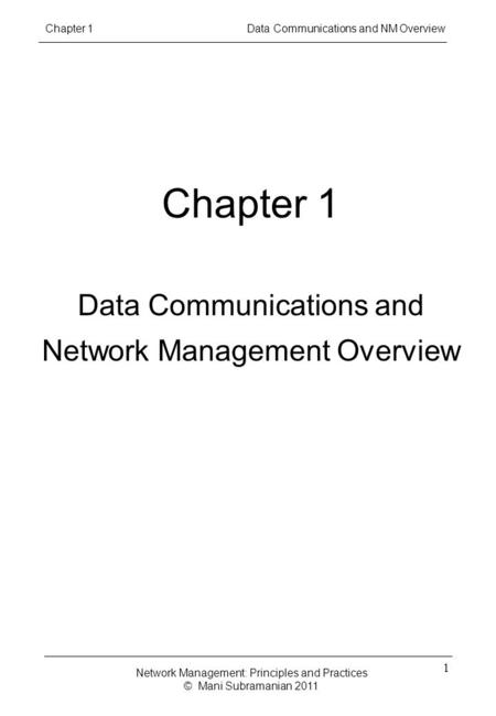 Chapter 1 Data Communications and Network Management Overview