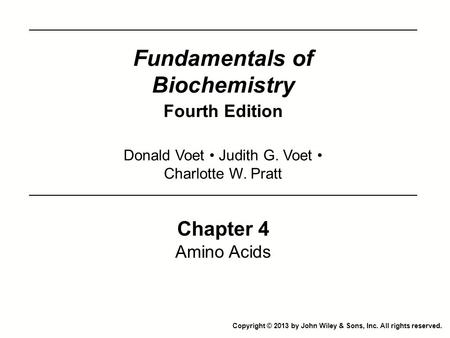 Fundamentals of Biochemistry