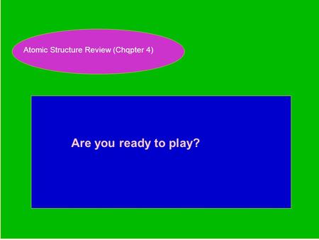 Periodic Trends Review Game Are you ready to play? Atomic Structure Review (Chqpter 4)