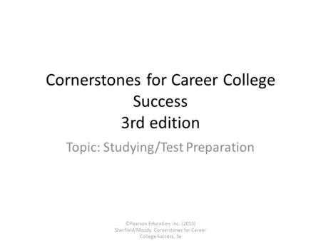 Cornerstones for Career College Success 3rd edition