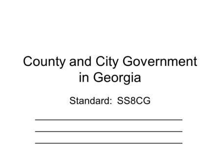 County and City Government in Georgia