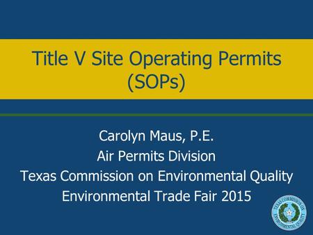 Title V Site Operating Permits (SOPs)