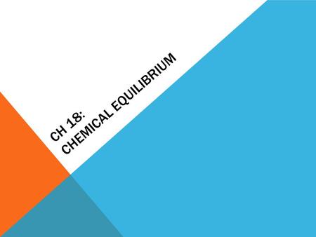 CH 18: CHEMICAL EQUILIBRIUM. SECTION 18.2 SHIFTING EQUILIBRIUM.