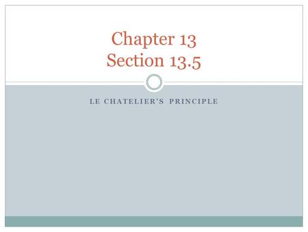 Le Chatelier’s Principle