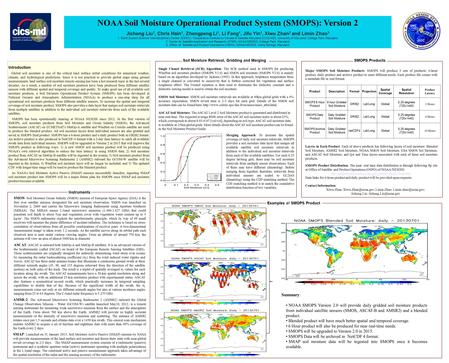 Introduction Global soil moisture is one of the critical land surface initial conditions for numerical weather, climate, and hydrological predictions.