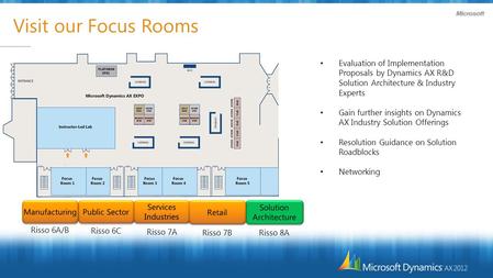 Visit our Focus Rooms Evaluation of Implementation Proposals by Dynamics AX R&D Solution Architecture & Industry Experts Gain further insights on Dynamics.