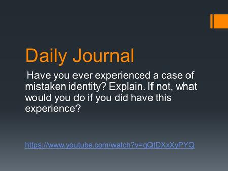 Daily Journal https://www.youtube.com/watch?v=qQtDXxXyPYQ