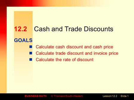 12.2 Cash and Trade Discounts