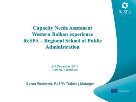 Goran Pastrovic, ReSPA Training Manager