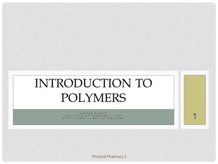 Introduction to Polymers