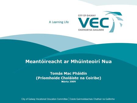 Meantóireacht ar Mhúinteoirí Nua Tomás Mac Pháidín (Príomhoide Choláiste na Coiribe) Márta 2009.