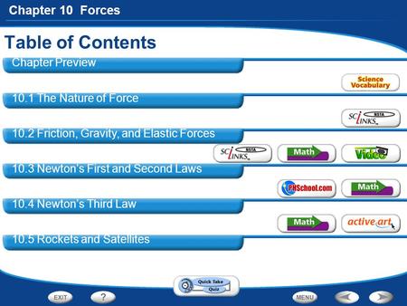 Table of Contents Chapter Preview 10.1 The Nature of Force