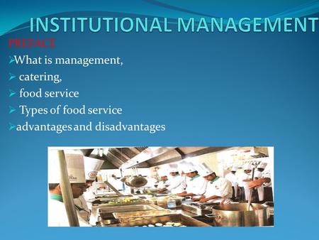 INSTITUTIONAL MANAGEMENT