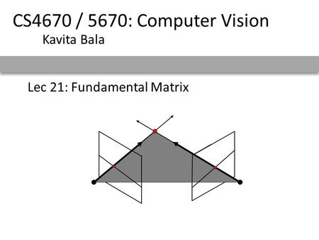 Lec 21: Fundamental Matrix