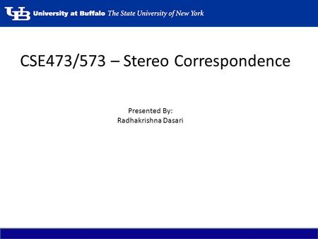 CSE473/573 – Stereo Correspondence