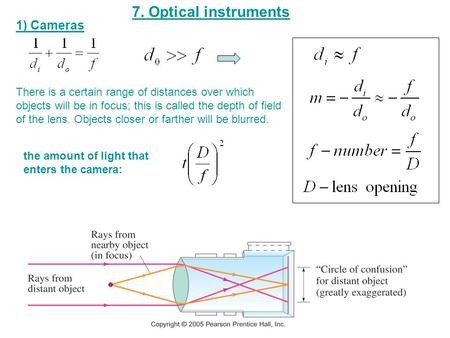 7. Optical instruments 1) Cameras