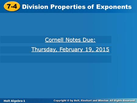 Division Properties of Exponents