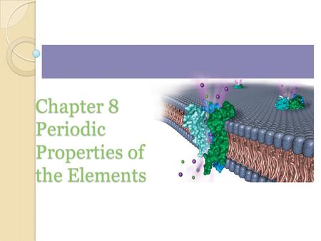 Chapter 8 Periodic Properties of the Elements. Electron Spin experiments by Stern and Gerlach showed a beam of silver atoms is split in two by a magnetic.