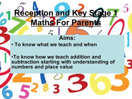 Reception and Key Stage 1 Maths For Parents