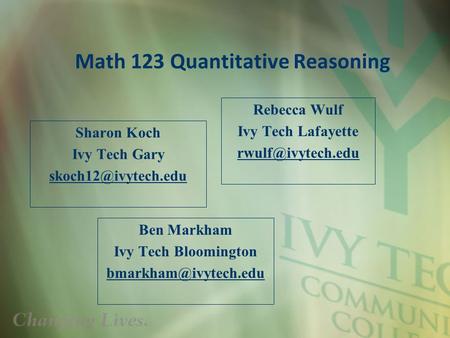 Math 123 Quantitative Reasoning