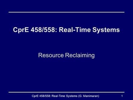 CprE 458/558: Real-Time Systems