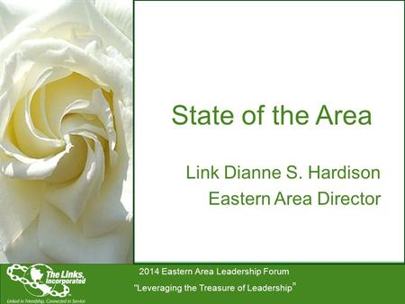 2014 Eastern Area Leadership Forum Leveraging the Treasure of Leadership ” State of the Area Link Dianne S. Hardison Eastern Area Director.