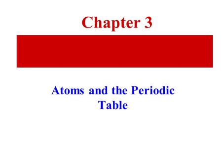 Atoms and the Periodic Table