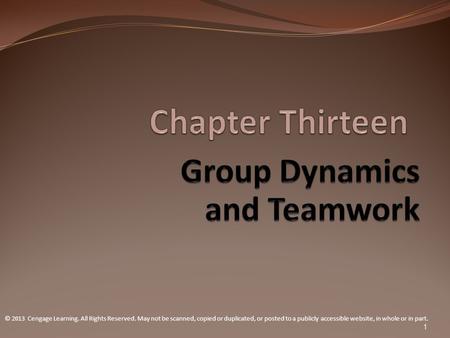 Group Dynamics and Teamwork