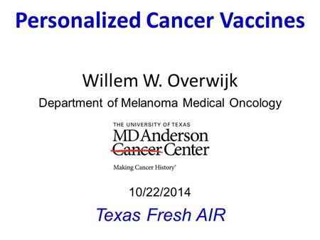 Personalized Cancer Vaccines