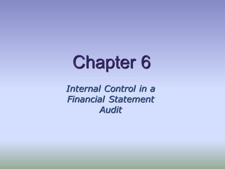 Internal Control in a Financial Statement Audit