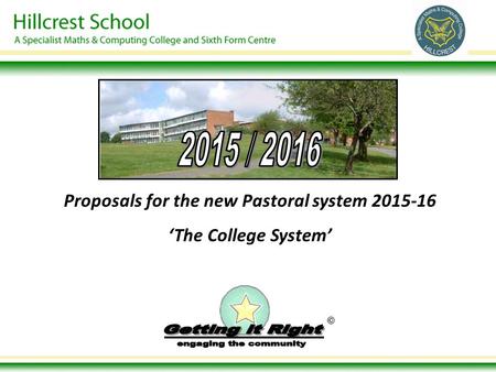 © Proposals for the new Pastoral system 2015-16 ‘The College System’