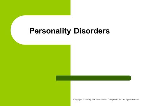 Personality Disorders