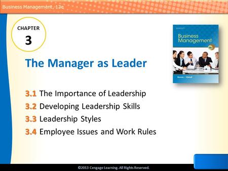 The Manager as Leader 3.1 The Importance of Leadership