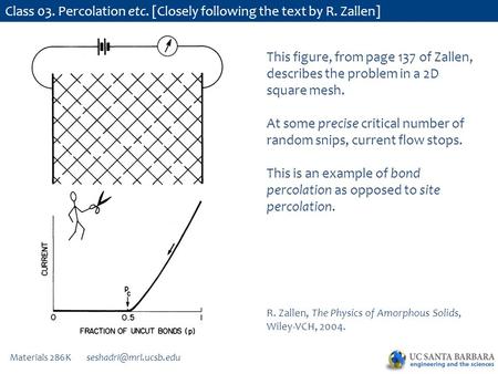 Class 03. Percolation etc. [Closely following the text by R. Zallen]