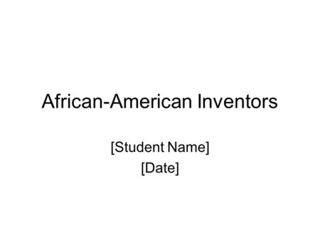 African-American Inventors