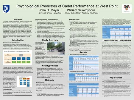 Abstract Using data from the United States Military Academy at West Point collected in 2013 (N = 1012), we examined the correlations between measures of.