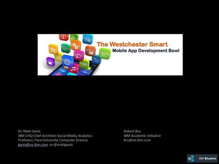 Dr. Matt Ganis IBM CHQ Chief Architect Social Media Analytics Professor, Pace University Computer Science