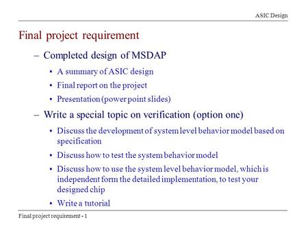 Final project requirement