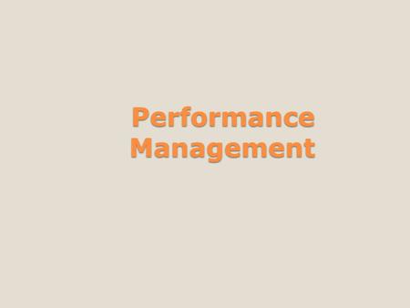 Performance Management