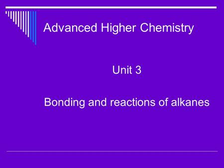 Advanced Higher Chemistry