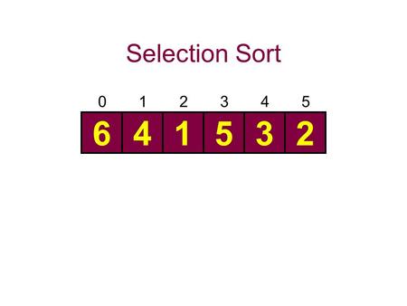 Selection Sort 345012 641532. 345012 6 41532 345012 64 1532.