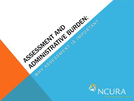 ASSESSMENT AND ADMINISTRATIVE BURDEN: WHY ASSESSMENT IS IMPORTANT.