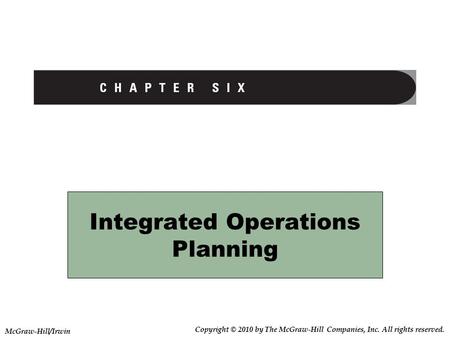 Integrated Operations Planning