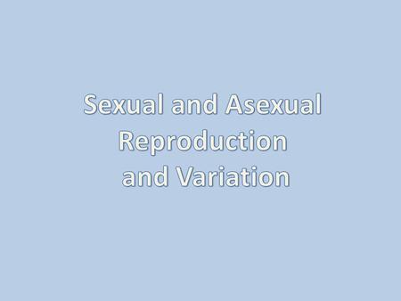 Sexual and Asexual Reproduction