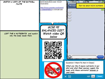 GCSE PE BALANCED DIET. Watch video QR below